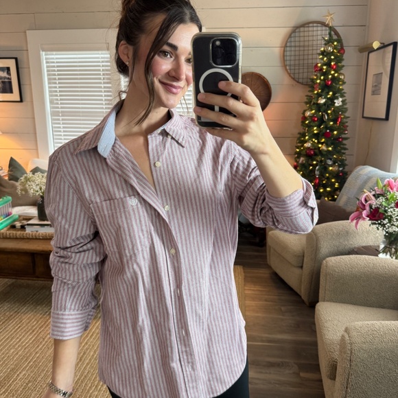 Vintage feel CHAPS Oversized Striped Button Down - Picture 5 of 6